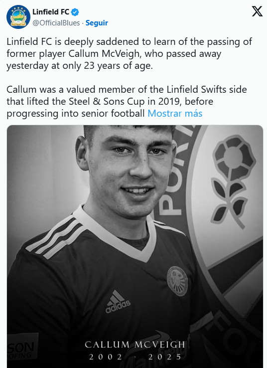 Clubes lamentan la p�rdida de Callum McVeigh.