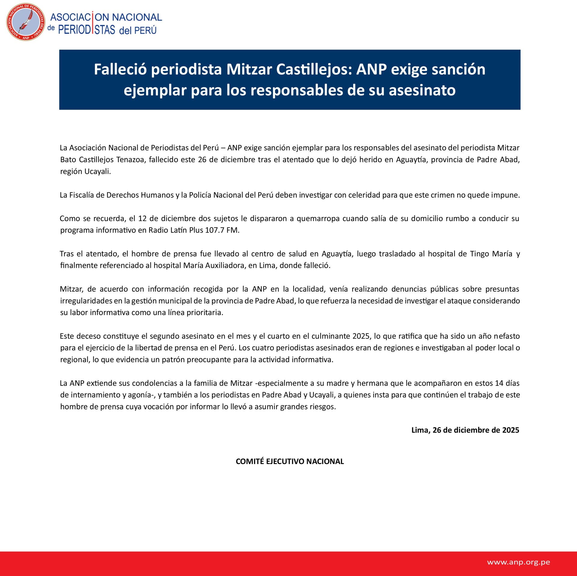 ANP exige sanci�n ejemplar contra responsables