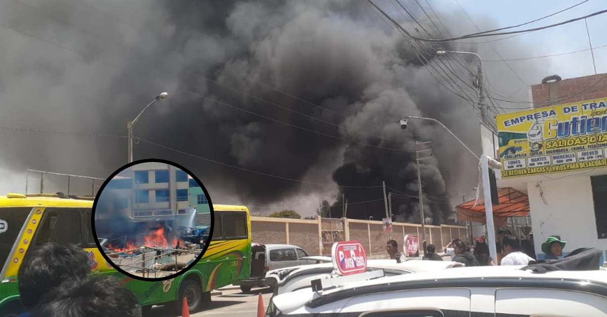 Voraz incendio se registró en la Feria del Altiplano en el estadio de Héroes Alto de la Alianza