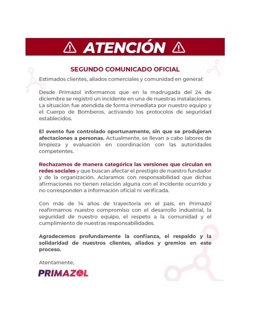 Comunicado de Primazol.