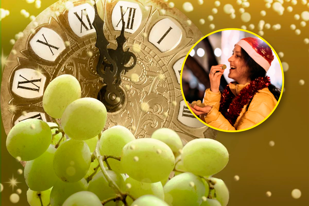 Cada uva representa cada campanada de la medianoche y un deseo por cada una.