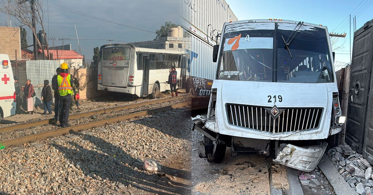 Tren embiste camión con pasajeros que intentó ganarle el paso: Reportan al menos nueve heridos en Saltillo
