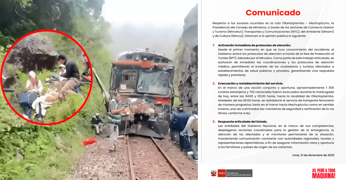 Comunicado del Gobierno tras accidente en Cusco.