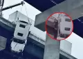 Accidente en carretera deja a chofer de triler colgado a ms de 30 metros de puente: Tuvo dramtico rescate