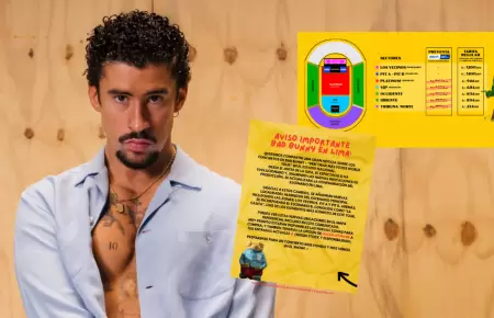 Habilitan nuevas zonas para el concierto de Bad Bunny en Lima este 16 y 17 de en