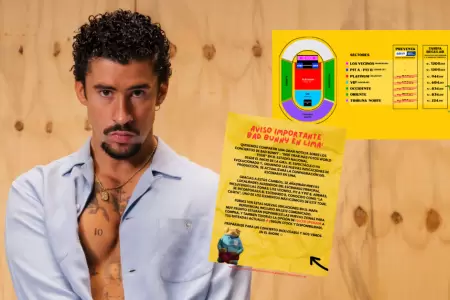 Habilitan nuevas zonas para el concierto de Bad Bunny en Lima este 16 y 17 de en