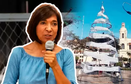 Alcaldesa de Chiclayo afirma que rbol navideo incompleto "est bonito".
