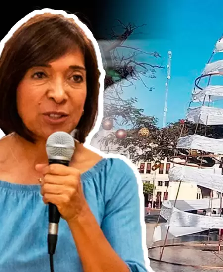 Alcaldesa de Chiclayo afirma que rbol navideo incompleto "est bonito".
