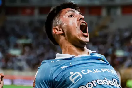 Santiago Gonzlez celebrando el nico gol de la noche ante Cusco FC.