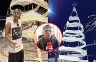 Tiktoker pide disculpas tras vandalizar árbol de Navidad de Chiclayo: "Me excedí ante tanta frustración"