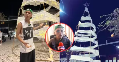 TikToker se disculpa por manipular polmico rbol de Navidad en Chiclayo.