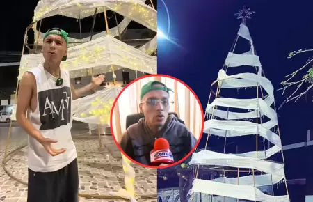TikToker se disculpa por manipular polmico rbol de Navidad en Chiclayo.