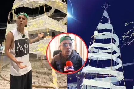 TikToker se disculpa por manipular polmico rbol de Navidad en Chiclayo.