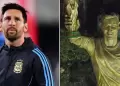 Lionel Messi y su inesperada reaccin al ver su enorme estatua en India: "Feliz por este monumento"