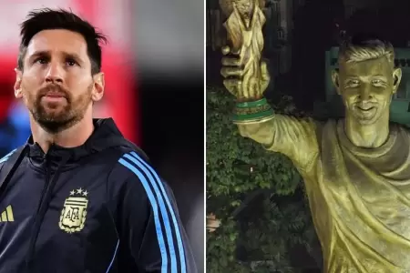 Lionel Messi y su reaccin al ver su estatua en India