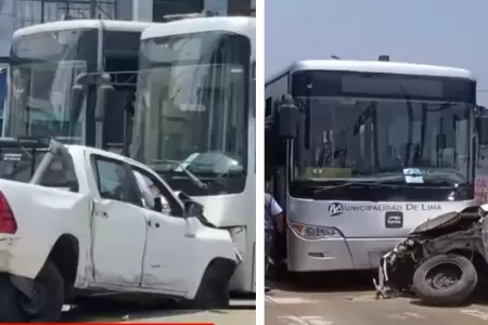 Accidente entre patrulla y bus del Metropolitano