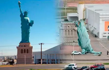 R�plica de la famosa estatua en Brasil cay� al suelo tras fuertes vientos.