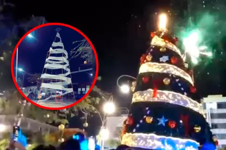 En Chiclayo, se volvi� a encender pol�mico �rbol ahora terminado y adornado en s