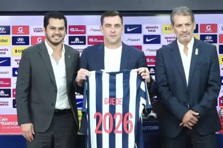 Pablo Guede durante su presentaci�n como DT de Alianza Lima.