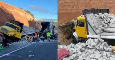 Choque de bus con cami�n dej� un saldo de dos personas fallecidas.