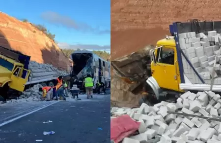 Choque de bus con cami�n dej� un saldo de dos personas fallecidas.