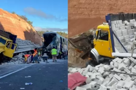 Choque de bus con cami�n dej� un saldo de dos personas fallecidas.