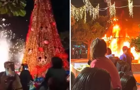 �rbol navide�o se incendi� en M�xico.