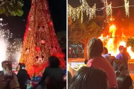 �rbol navide�o se incendi� en M�xico.