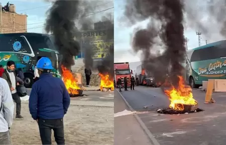 En se�al de protesta ante el debate del Reinfo en el Congreso, mineros bloquearo