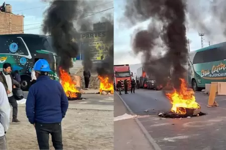 En se�al de protesta ante el debate del Reinfo en el Congreso, mineros bloquearo