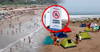 Multas por acampar en playas durante fiestas de fin de a�o pueden bordear los 3 