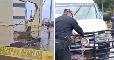 Combi impact� contra pared de colegio