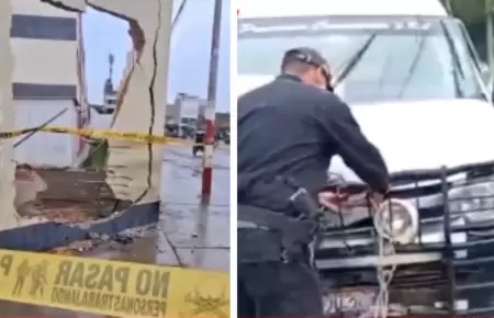 Combi impact� contra pared de colegio