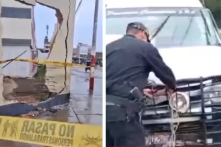 Combi impact� contra pared de colegio