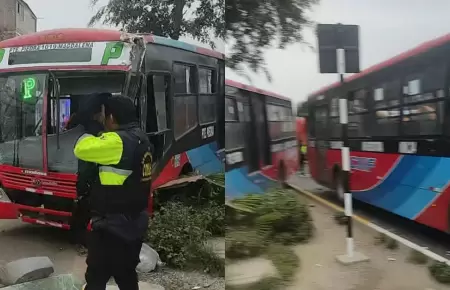 Dos buses de El R�pido protagonizaron violento accidente en Comas.