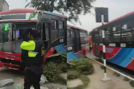 Dos buses de El R�pido protagonizaron violento accidente en Comas.