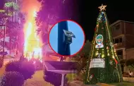 Lambayeque: �rbol navide�o es consumido por voraz incendio y reducido a cenizas tras un cortocircuito