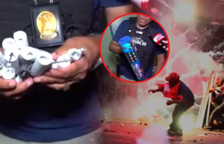 PNP incaut� material pirot�cnico usado recurrentemente en marchas y hasta en act