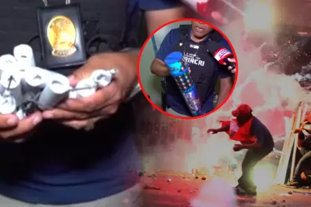 PNP incaut� material pirot�cnico usado recurrentemente en marchas y hasta en act