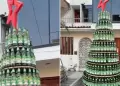 Familia construye �rbol de Navidad gigante con botellas de cerveza: "En definitiva, Per� es clave"
