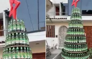 Familia construye �rbol de Navidad gigante con botellas de cerveza: "En definitiva, Per� es clave"