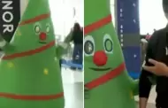 Mujer recibe a su esposo en el aeropuerto vestida como �rbol de Navidad: "Larga vida a los matrimonios felices"