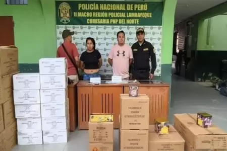 Detenidos junto a los pirot�cnicos ilegales incautados.
