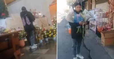 Mujer es confrontada por robar flores en iglesia