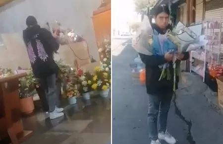 Mujer es confrontada por robar flores en iglesia