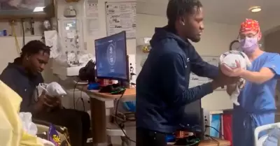 Llev� su computadora gamer mientras nac�a su beb�.