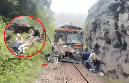 Trenes de Inca Rail y Peru Rail colisionaron en la v�a f�rrea hacia Machu Picchu