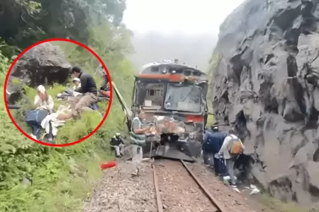 Trenes de Inca Rail y Peru Rail colisionaron en la v�a f�rrea hacia Machu Picchu
