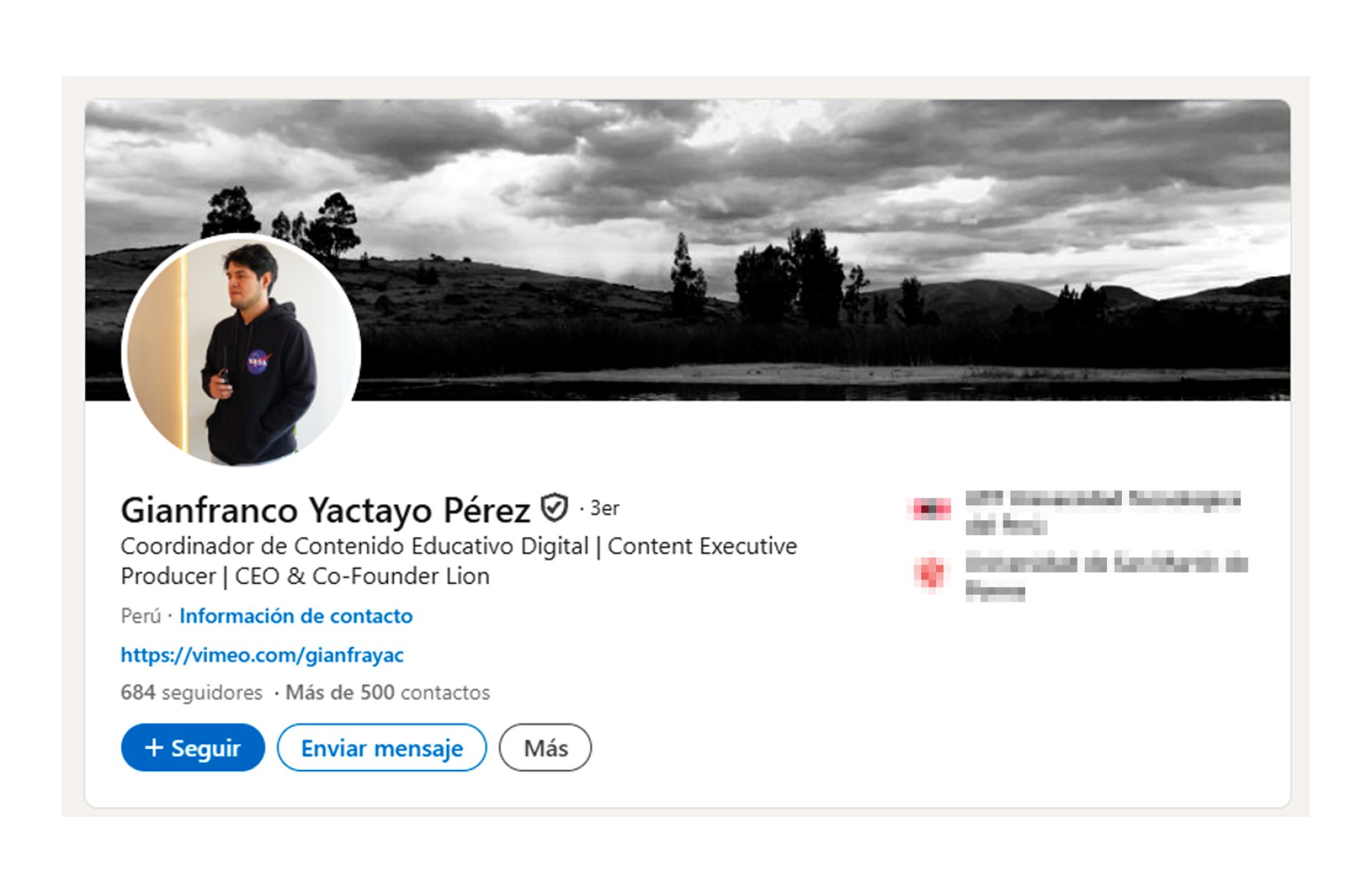 Perfil profesional del joven fallecido.