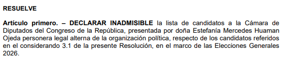 Inadmisible lista de diputados del APRA